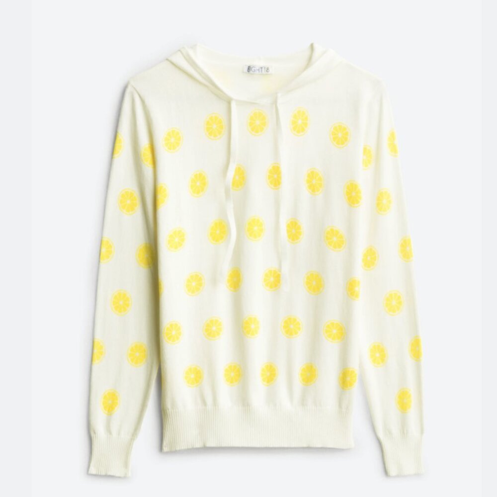 Eight 18 Laine Hooded Ribbed Pullover with Lemons